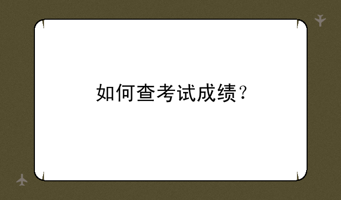如何查考试成绩？