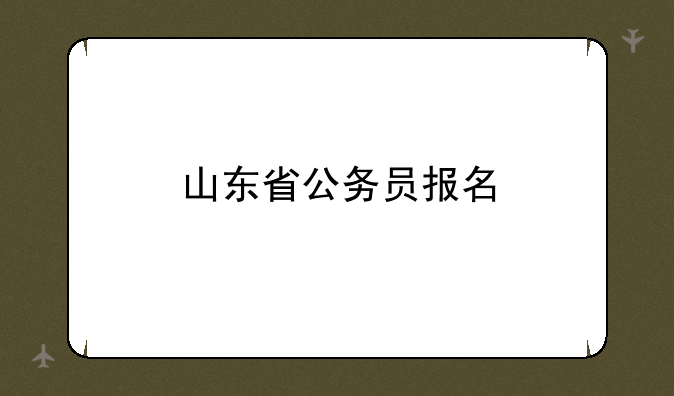 山东省公务员报名
