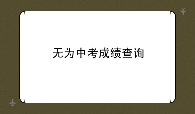 无为中考成绩查询