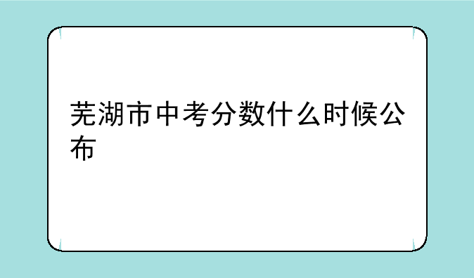 芜湖市中考分数什么时候公布