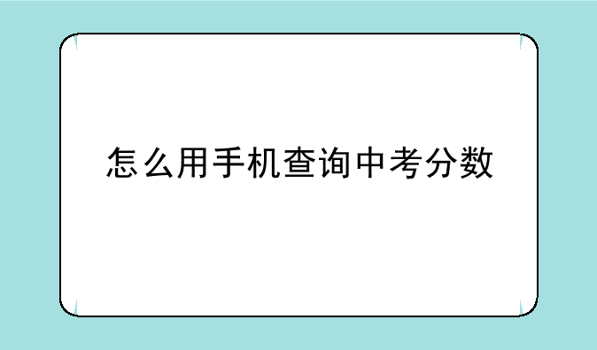 怎么用手机查询中考分数