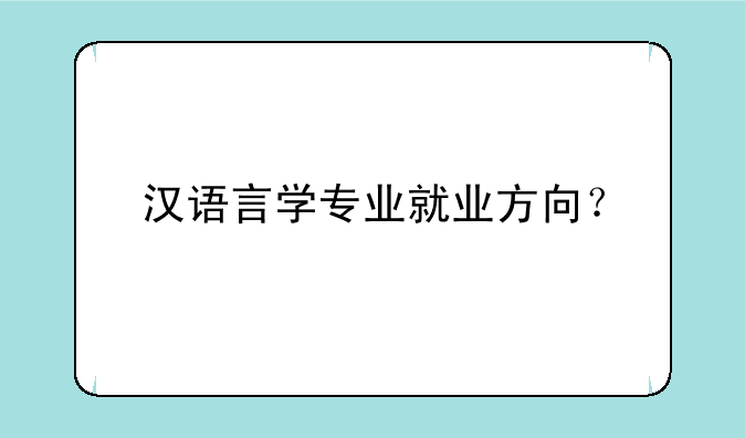 汉语言学专业就业方向？