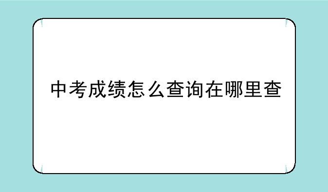 中考成绩怎么查询在哪里查