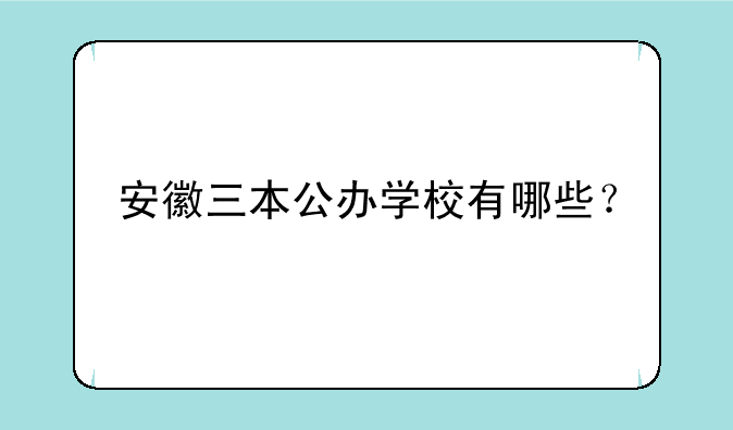 安徽三本公办学校有哪些？