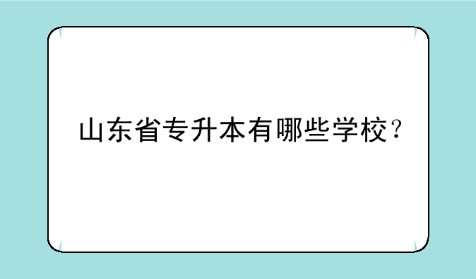 山东省专升本有哪些学校？