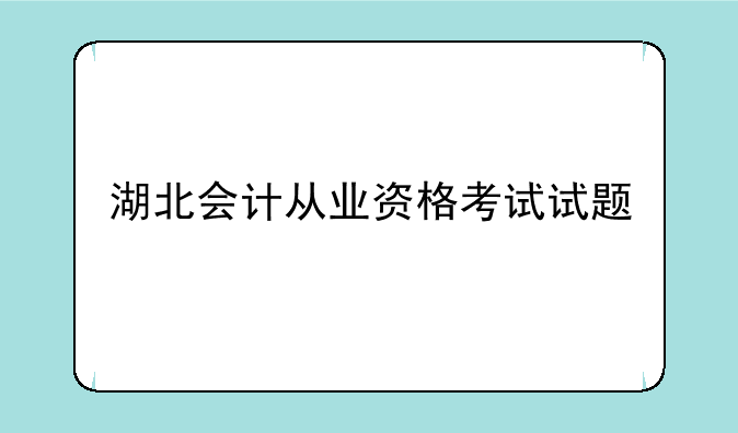 湖北会计从业资格考试试题