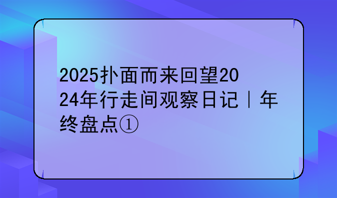 2025扑面而来回望2024年行走间观察日记｜年终盘点①