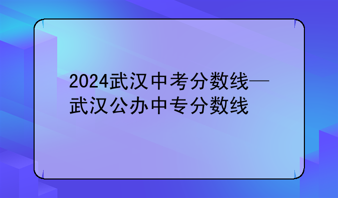 2024武汉中考分数线—武汉公办中专分数线