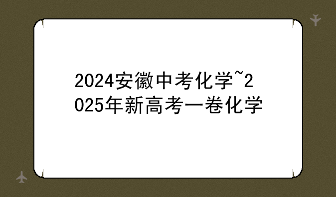 2024安徽中考化学~2025年新高考一卷化学