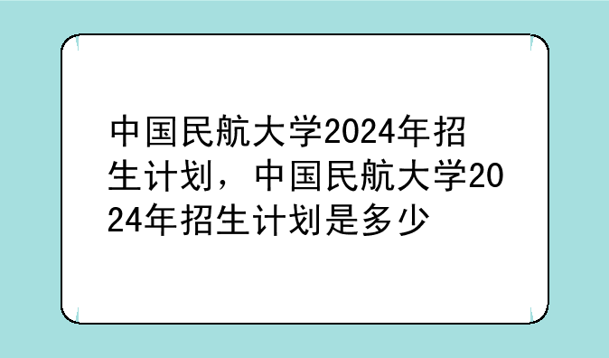 中国民航大学2024年招生计划，中国民航大学2024年招生计划是多少