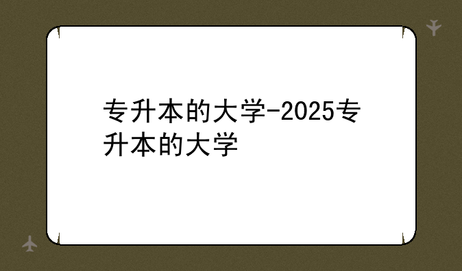 专升本的大学-2025专升本的大学